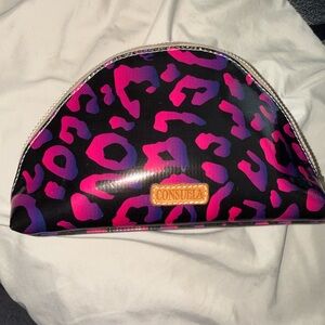 Consuela Black and Pink Leopard Cosmetic Bag